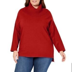 Style & Co Red Ribbed Knit Sweater Size M